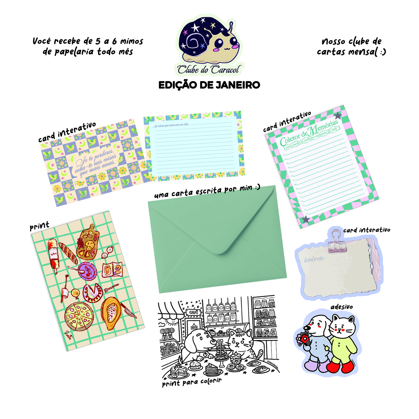 Clube do Caracol - mimos de papelaria mensal