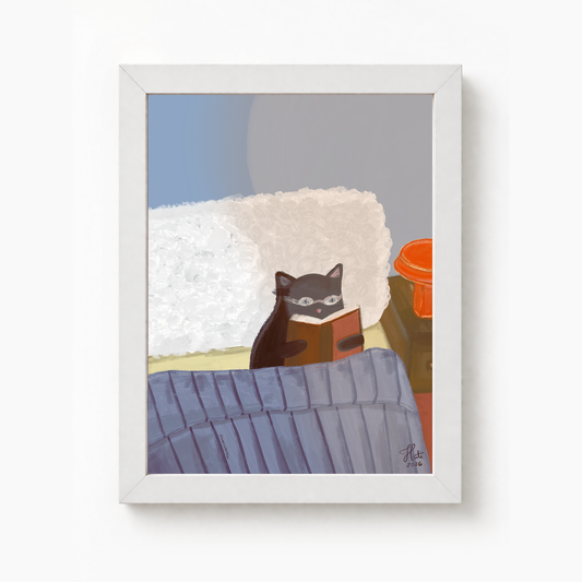 Quadro Gato Leitor